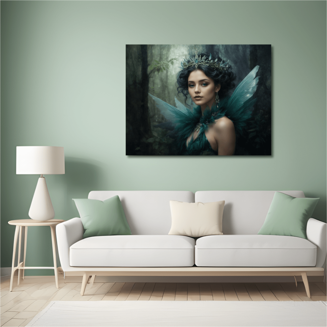 Printify Canvas Canvas Wall Art, Fairy Queen in Blue, Fairy Art, Wall Art Decoration, Canvas Art Print, Canvas Gallery Wrap, Ready to Hang